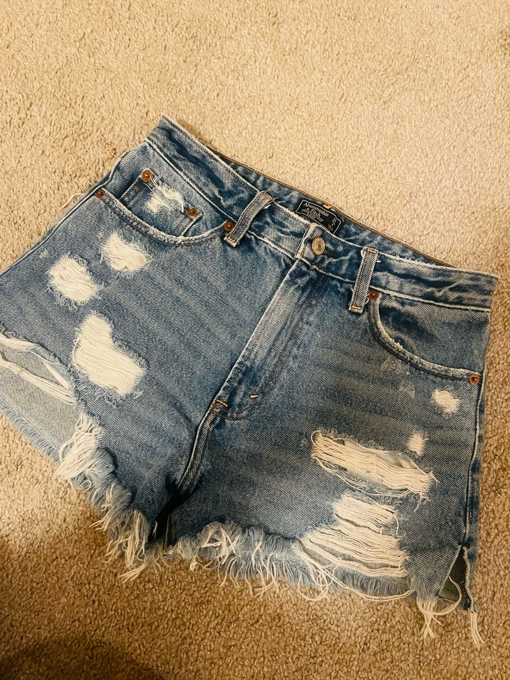 Abercrombie & Fitch Distressed Light Blue Denim Cutoff Shorts